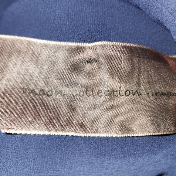 Moon Collection NWT Sheer Navy Beaded Long Sleeve Button Front Blouse Size XL - Picture 8 of 11
